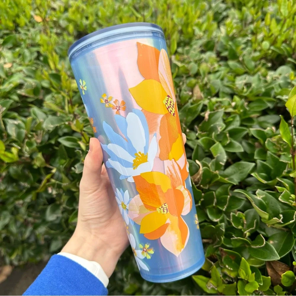 Starbucks Spring 2024 Floral Easter/Mother's Day Light Blue Pastel Shimmer